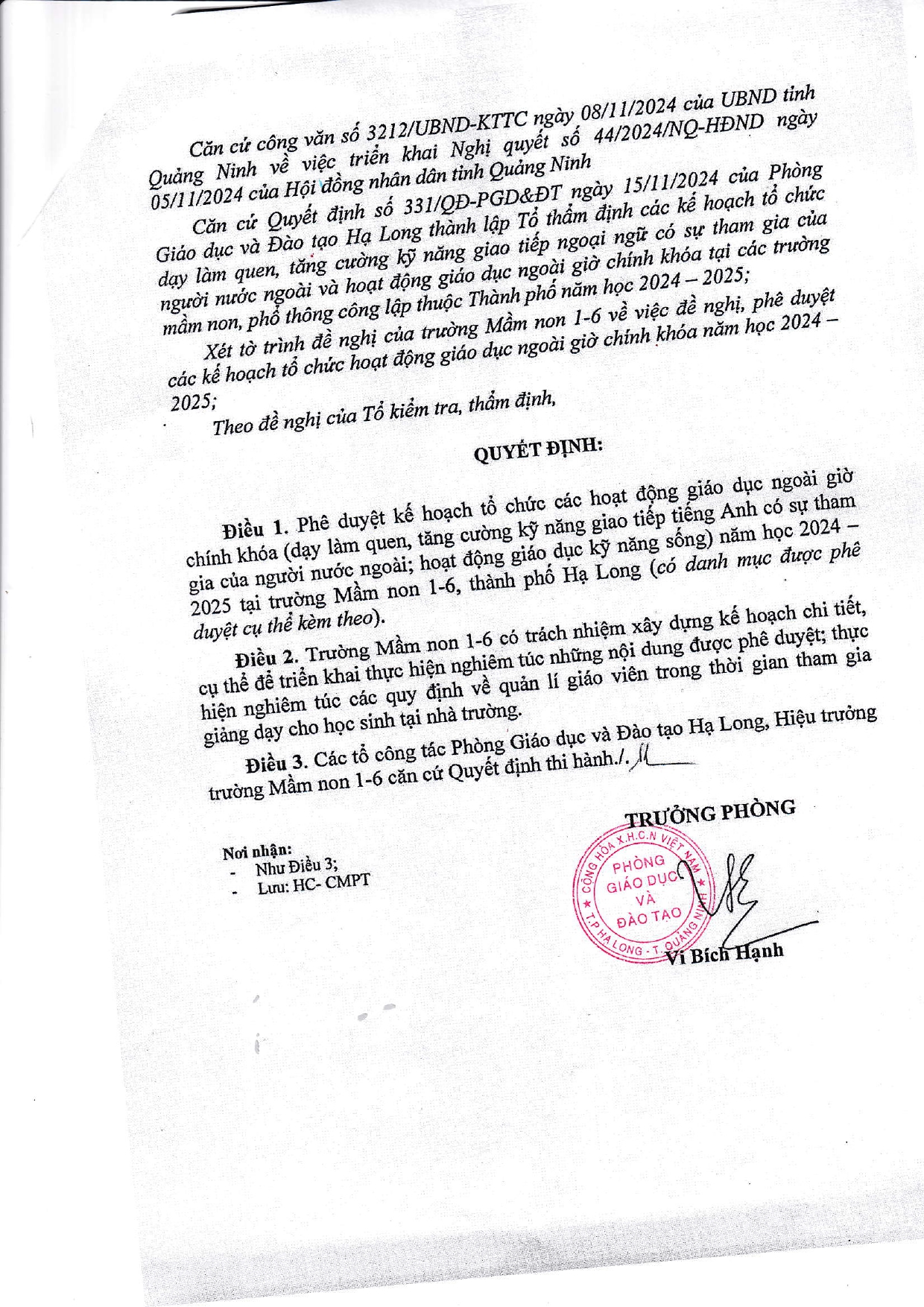 Quyết đinh phê duyệt công khai